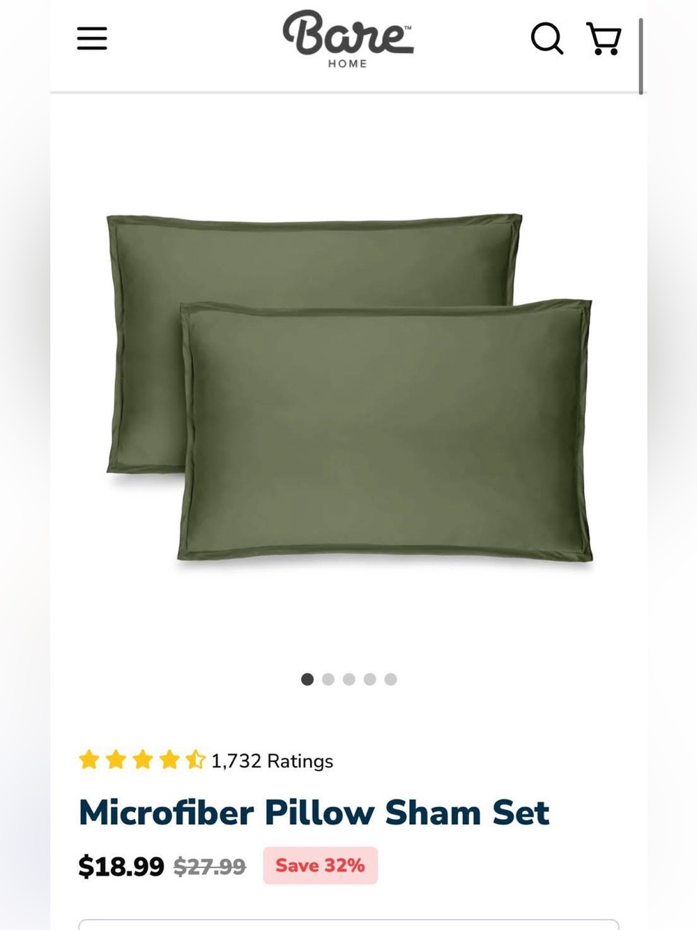 Microfiber Pillow Sham Set - Cypress Green